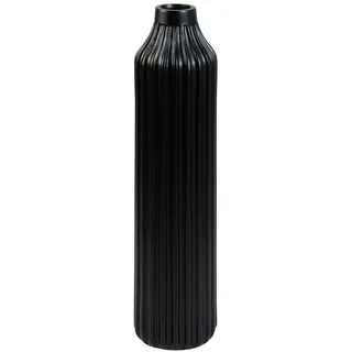 Vivanno Bodenvase Fiberglas Schwarz Matt 20x80 cm Modernes Design Innenräume Blumenvase