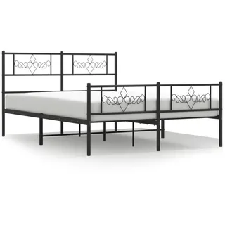 vidaXL Metallbett ohne Matratze mit Fußteil Schwarz 160x200 cm