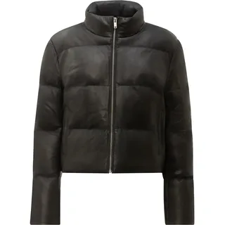 Steppjacke RICANO "Lederjacke Audrey", Damen, Gr. M, schwarz, Obermaterial: 100% Lammnappaleder LANA. Futter: 100% Polyester PES., normal cropped, hoch geschlossener Ausschnitt, Jacken Steppjacke, Handgefertigt aus echtem Leder