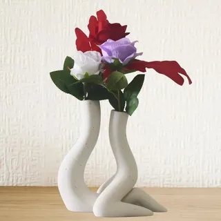 keramik Vase Blumenvase Modern, Set of 2 Weiße Pampasgras Vase Frauenkörper, Boho Deko Weiße Vase Klein, Aestethic Room Deko Vasen, Menschliches Körper Form Keramikvase für Wohnzimmer Heimdekoration