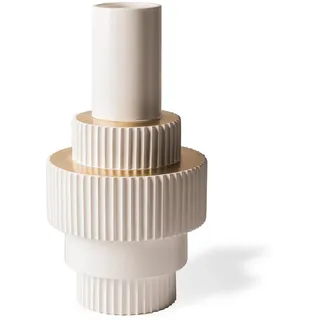 POLSPOTTEN - Gear Vase, L, weiß / gold (matt glasiert)