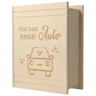 Spruchreif® Spardose Spardose Buch aus Holz mit Gravur · Neues Auto · Führerschein