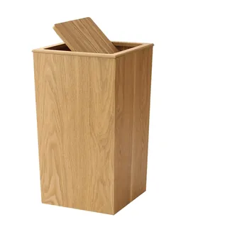 CL-ZZZ Holz Mülleimer, Schwingdeckel Abfallbehälter Cube Form Papier Recyclingkorb, für Schlafzimmer, Wohnzimmer, Badezimmer, Büro, Hellbraun Naturholz