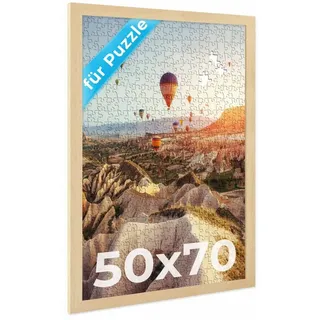 PHOTOLINI Bilderrahmen für Puzzle, Puzzlerahmen mit Acrylglas zum Aufhängen, für 1 Bilder (1 Einzelrahmen), 500-1.000 Teile im Endformat 50x70 cm beige 50 cm x 70 cm