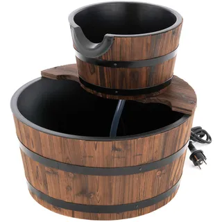 Nexos Gartenbrunnen aus Holz - Fass Ø 44 cm / 29 cm – Farbe: Braun