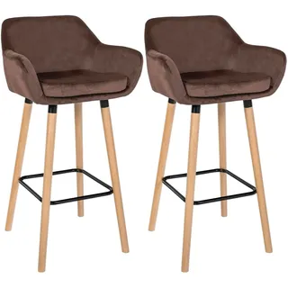 CLP Barhocker 2er Set gepolstert mit Lehne  bis 150 kg belastbar  Höhe: 75 cm Coffee