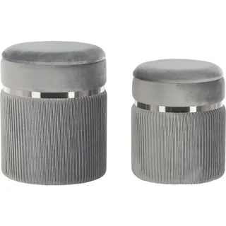 Beliani Pouf mit Stauraum 2er Set Samtstoff 0 x 0 x 0 cm Hellgrau