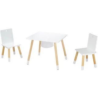 roba Kindersitzgruppe 3-tlg. aus Holz mit Aufbewahrungsnetz weiß