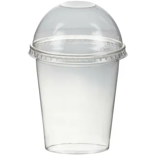 VEPATIM 150 Smoothiebecher Dessertbecher + Domdeckel ohne Öffnung 300 ml Ø95mm PET glasklar