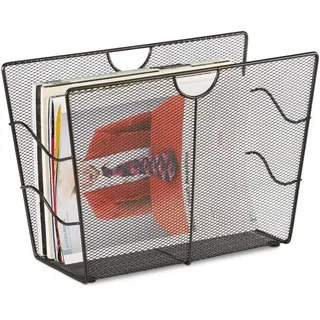 Relaxdays Zeitungsständer Mesh, Schwarz