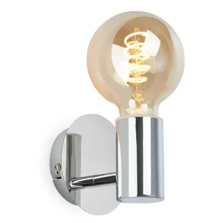 BRILONER – Wandleuchte Innen, Wandlampe Innen, Badezimmerlampe, Spritzwassergeschützte Wandleuchte für das Bad, Lampe Badezimmer, Spiegellampe, Spiegelleuchte, 1x E27, Chromfarbig