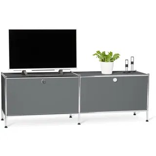 Tchibo - Lowboard Metall »Cn3« mit Klappenfächern - 152x40x51,5cm - chrom -