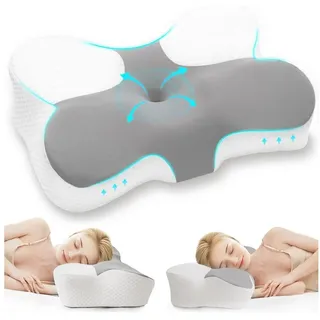 LuxusKollektion Nackenkissen Memory Foam Nackenkissen Orthopädisches Ergonomisches Kissen grau
