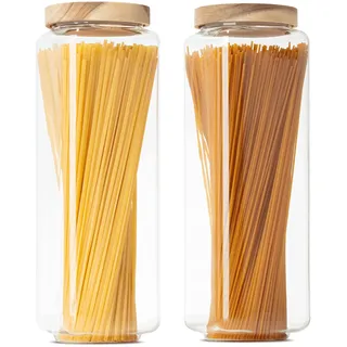 Econovo® Vorratsgläser eckig Set mit Deckel 1800ml (2-teilig) aus mundgeblasenem Borosilikatglas, stapelbar und luftdicht, Vorratsdosen Glas-Behälter Set eckig für Lebensmittel groß und klein