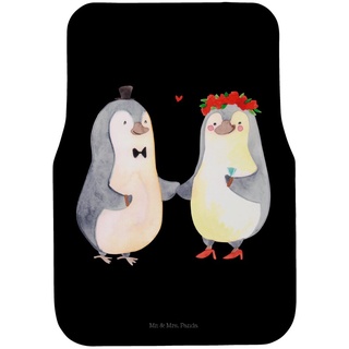 Fußmatte Pinguin Heirat - Schwarz - Geschenk, Schmutzmatte Auto, Paar, Heirats, Mr. & Mrs. Panda, Höhe: 0.5 mm schwarz