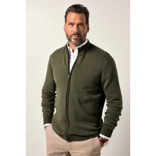 JP1880 Poloshirt Strickjacke CashmereTouch Strick Stehkragen grün 5XL