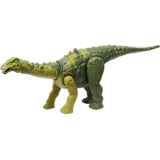 Mattel Jurassic World Wild Roar Dinosaurier-Spielzeug mit Sound & Attack Move, Nigersaurus bewegliche Actionfigur inklusive digitalem Spiel, 27,9 cm lang