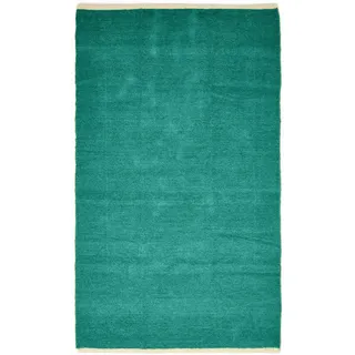 Homescapes Chenille Handwebteppich 45 x 70 cm Petrol/türkis