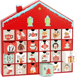 Advent Kalender zum Befüllen Weihnachtshaus Weihnachtskalender Leer 24 Boxen
