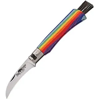 Old Bear Pilzmesser, Klingenlänge 65 mm, Walnussholzgriff, Regenbogenfarben, Größe M, Art. AE-9387/19 MAK, Edelstahl, 420