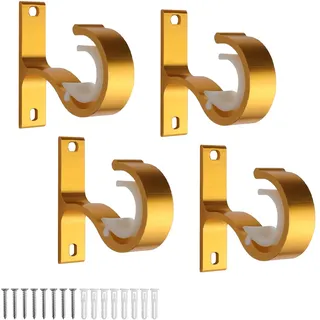KINHARD Gardinenstange Halterung 4er Set - Vorhangstange Halterung Metall Deckenmontage, Mit Schrauben und Expansionsrohr, für Gardinenstange Kleiderstange Duschstange