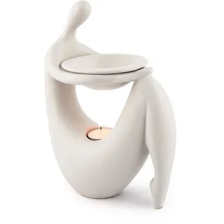 pajoma® Duftlampe Lady aus Keramik | Stilvolles Design in Weiß, 26 cm Höhe | Raumduftspender mit warmem Licht für Entspannung und Wohlfühlatmosphäre