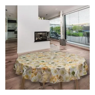 Laro Wachstuchtischdecke Rund 140 cm Blumen Mix