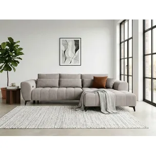 werk2 Ecksofa WERK2 "Garay, XXL-Liegefläche: elektrisch ausziehbar auf ca. 228×126 cm", beige, B:287cm H:64cm T:220cm, 92% Polyester, 8% Nylon, Sofas, Ecksofa, Luxus in Übergröße: XXL-Liegefläche, Komfort-Ottomane & stilvolle Füße