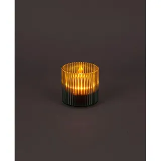 Solar Teelicht bunt mit Rillenstruktur Ø 8 x H 8 cm inklusive Akku LED Solarlicht für Garten Balkon Terrasse und Innenbereich - Bunt