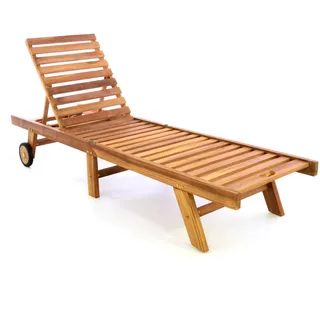 Divero klappbare Sonnenliege ESTEPONA aus Teak Holz, behandelt - Farbe: Braun