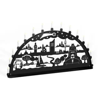 Schwibbogen Lichterbogen Leipzig Weihnachten Metall XXXL Außen schwarz Outdoor