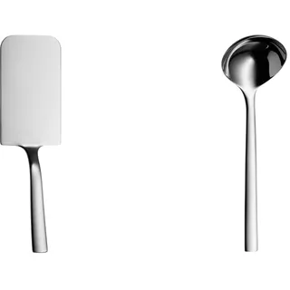 WMF Nuova Lasagneheber 25 cm, Pizzaheber, Cromargan Edelstahl poliert, spülmaschinengeeignet & Nuova Saucenlöffel 18 cm, Soßenkelle, Cromargan Edelstahl poliert, Suppenkelle spülmaschinengeeignet