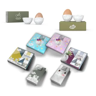 Set 4-tlg. + Servietten - FIFTYEIGHT Eierbecher - Dekor Weiß - 1 Set