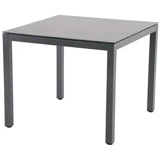 Sunfun Maja Gartentisch Stone  (L x B x H: 90 x 90 x 74 cm, Aluminium, Sintered Stone, Night-Grey)