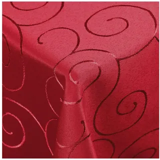 DecoHomeTextil Heimtextilmanufaktur Tischdecke Kringel Circle Tafeldecke Ornamente Damast Tischdecke rot Eckig 130 x 160 cm