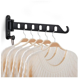 HIBNOPN Kleiderstange Wand Kleiderständer Klappbar, 180°Drehbare für Balkon Waschküche schwarz