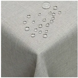 DecoHomeTextil Heimtextilmanufaktur Tischdecke Leinen Optik Tischdecke Tischtuch Abwaschbar Wasserabweisend grau Eckig 130 x 130 cm