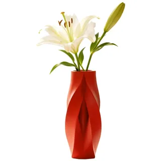 Moderne dekorative Vase mit fließenden geometrischen Kurven, Vasen für frische/trockene Blumen, Pflanzen, ideal für Heim/Studio/Büro, Tischdekoration, Dekorationsartikel (rot)