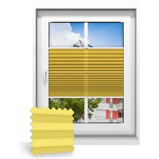 Plissee ohne Bohren nach Maß, Gelb 118030, 30 x 80 cm, Plissee individuell maßangefertigt