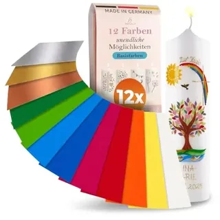 Wachsplatten 12 Stück XL 100x200mm für Kerzen – Bunt, Regenbogen, Brandalo®