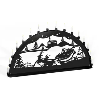 Schwibbogen Lichterbogen Weihnachtsmann Rentier Metall XXL Außen schwarz groß