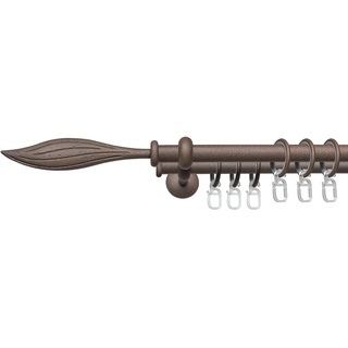Gardinenstange LIEDECO "Esp Blatt" Gardinenstangen Gr. L: 160 cm Ø 16 mm, 2 läufig, braun (rost) Gardinenstangen Wandmontage