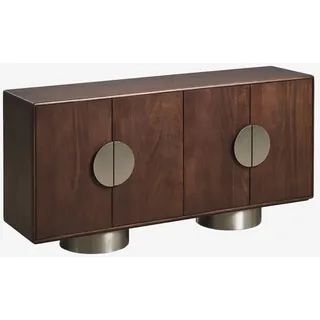 Sklum Rechteckiger Sideboard 160x40 Cm Aus Mangoholz Und Edelstahl Melisand              Mangoholz Dunkel