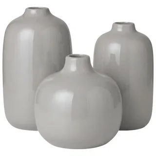 blomus Dekovase 3er Set -CEOLA- Blumenvase, Keramikvase: modernes Design (Set, 3 St., 3x Vase), widerstandsfähiges Keramik, Unikat, natürliches Design grau