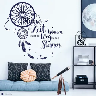 Wandtattoo Loft Schriftzug "Nimm dir Zeit zu träumen, es ist der Weg zu den Sternen." Traumfänger 30 Farben / 3 Größen
