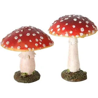 Boltze Dekoaufsteller Fliegenpilz Garten Deko aus Kunstharz 2er Set - Rot