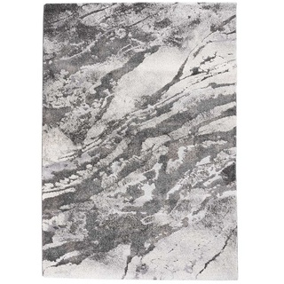 Teppich Kurzflorteppich MARVEL, 200 x 290 cm, Grau, Weiß, merinos, rechteckig, Höhe: 13 mm, Marmormuster, Polypropylen grau