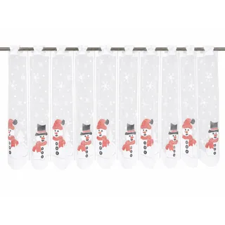 Clever-Kauf-24 Scheibengardine Schneemann Schneeflocke | HxB 50x140cm | rot weiß | für die Adventszeit Weihnachten Winter