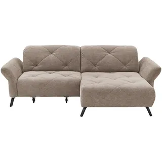 Moderano Ecksofa Beach, Taupe, Metall, 2-Sitzer, Ottomane rechts, L-Form, 262x173 cm, Lederauswahl, Stoffauswahl, Rücken echt, Wohnzimmer, Sofas & Couches, Wohnlandschaften, Ecksofas