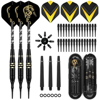 Dartpfeile mit Kunststoffspitze 18 Gramm, 3 Stück Dart Pfeile Set für Dartscheibe Elektronisch mit 30pcs Softdart Spitzen und Aufbewahrungsbox, Dart Zubehör Dartpfeile für Elektronische Dartscheibe